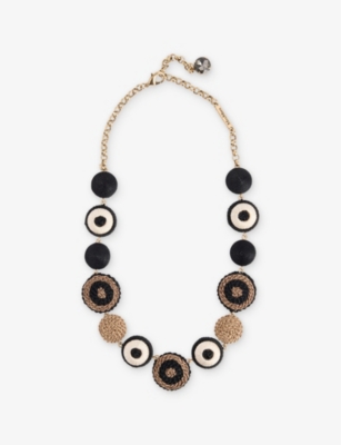 S MAX MARA: Adjustable brand-plaque woven necklace
