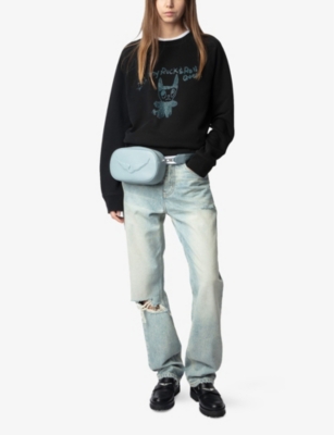 ZADIG&VOLTAIRE: Rhinestone-Embellished Crewneck Cotton-Jersey Sweatshirt