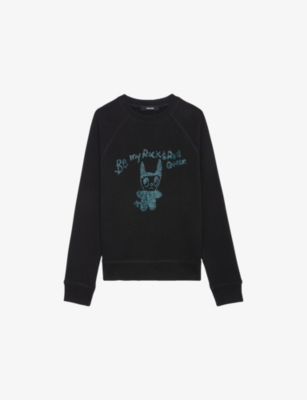 ZADIG&VOLTAIRE: Rhinestone-Embellished Crewneck Cotton-Jersey Sweatshirt