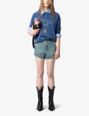 ZADIG&VOLTAIRE: Rhinestone-Embellished Crewneck Cotton-Jersey Sweatshirt