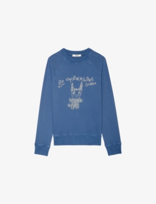 ZADIG&VOLTAIRE: Rhinestone-Embellished Crewneck Cotton-Jersey Sweatshirt