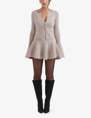 HOUSE OF CB: Aster Ribbed Knitted Cardigan