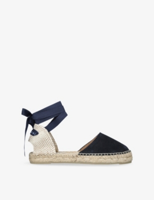 MANEBI: Hamptons Suede and Raffia Espadrilles