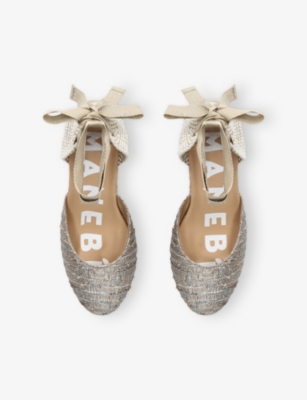Manebi Hamptons Wedge Espadrilles 80 In Gold Comb