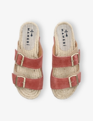 Manebi Womens Salmon La Havana Hemp And Suede Sandals Eur 38/5 Uk