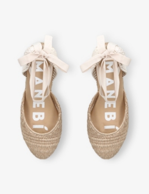 Manebi La Havana Wedge Espadrilles 100 In Beige