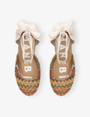 MANEBI: La Havana Raffia And Jute Espadrille Wedges