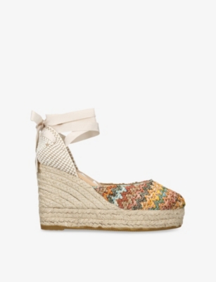 Manebi Womens Mult/other La Havana Raffia And Jute Espadrille Wedges Eur 37 / 4 Uk