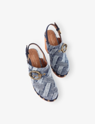 Kurt Geiger Denim Mayfair Clog Slingback Pumps In Blue