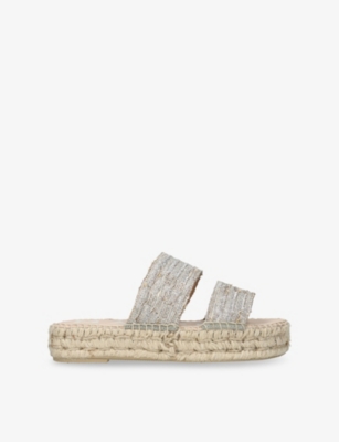 Manebi Womens  Double-strap Cotton Platform Sandals In Gold Comb