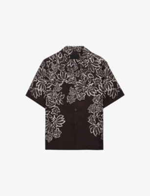 PRADA: Floral-Print Short-Sleeve Cotton Shirt