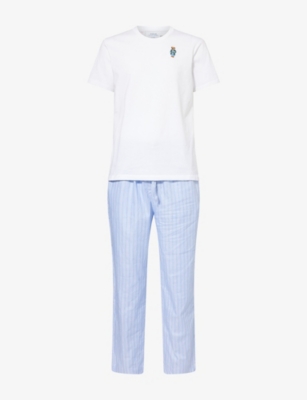 POLO RALPH LAUREN: Bear-Embroidery Short-Sleeve Plaid Cotton Sleep Set