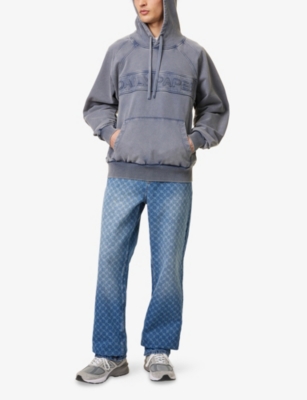 Daily Paper Mens New Mid Blue Amba Monogram-pattern Straight-leg Denim Jeans Xl In New Mid Blue
