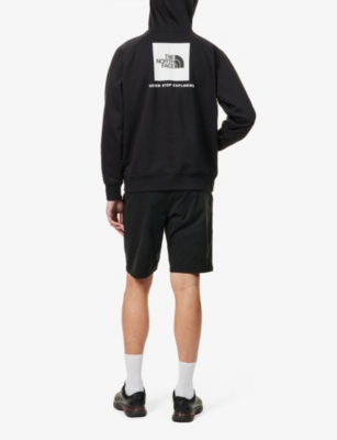 Shop The North Face Mens  Raglan Redbox Logo-print Cotton-blend Hoody In Black