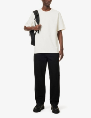 THE NORTH FACE MENS LOGO-PRINT RELAXED-FIT COTTON T-SHIRT WHITE 