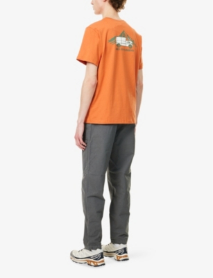 THE NORTH FACE MENS BROWN OUTDOOR GRAPHIC-PRINT COTTON-JERSEY T-SHIRT 