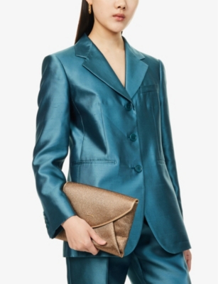 Rhinestone-Embellished Satin Clutch Bag
