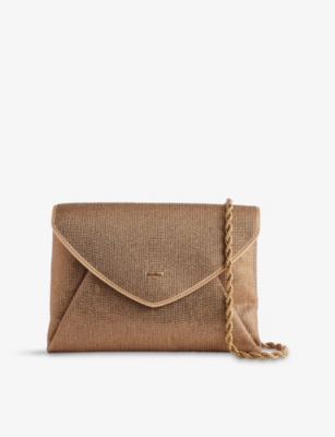 Rhinestone-Embellished Satin Clutch Bag