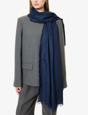 MAX MARA: Jacquard-Knit Wool and Silk Scarf