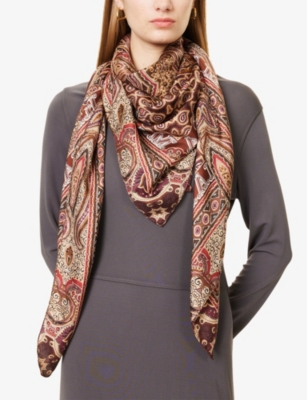 MAX MARA: Selim Paisley-Print Silk Scarf