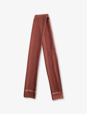 MAX MARA: Fronda Brand-Print Silk Scarf