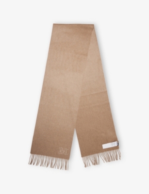 MAX MARA: Wsdalia embroidered-logo cashmere-knit scarf