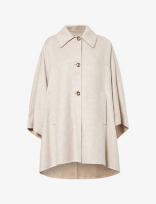 MAX MARA: Jago Monogram Relaxed-Fit Wool, Silk and Cashmere-Blend Cape
