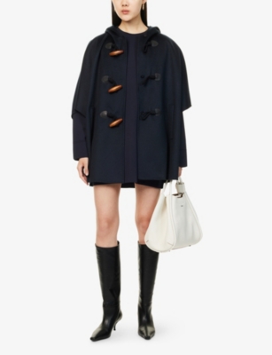 MAX MARA: Fase Hooded Relaxed Fit Cashmere Cape