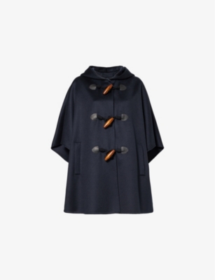 MAX MARA: Fase Hooded Relaxed Fit Cashmere Cape