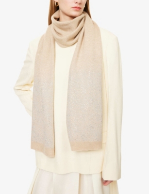 MAX MARA: Bari rhinestone-embellished cashmere-knit scarf