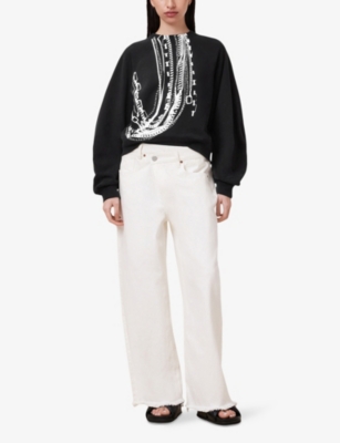 ALLSAINTS: Metallo Dana Printed Zip Cotton-Jersey Sweatshirt