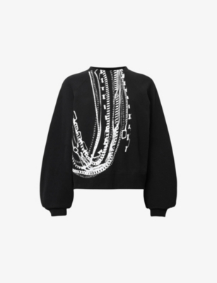ALLSAINTS: Metallo Dana Printed Zip Cotton-Jersey Sweatshirt
