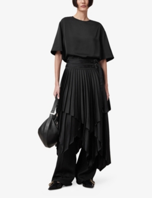 ALLSAINTS: Round-Neck Short-Sleeve Satin Top