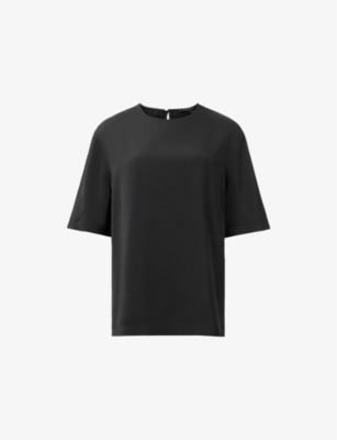 ALLSAINTS: Round-Neck Short-Sleeve Satin Top
