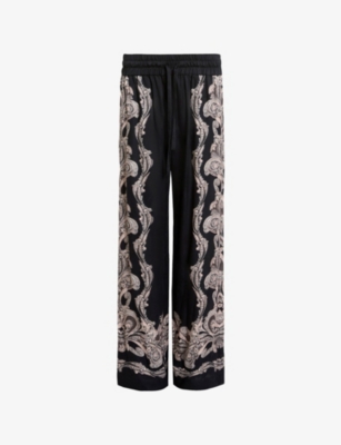 ALLSAINTS: Wide-Leg Mid-Rise Silk Trousers