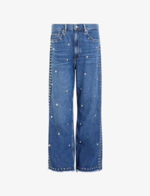 ALLSAINTS: Blake Stud-Embellished Cropped Denim Jeans