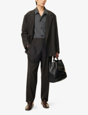 Lemaire Mens  Double-breasted Relaxed Wool-blend Blazer In Dark Espresso Melange