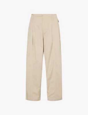 Lemaire Mens Pleated Wide-leg Cotton Trousers Rose Beige
