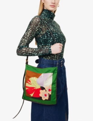 Shop Dries Van Noten Womens Brown Scarf Small Cotton Cross-body Bag