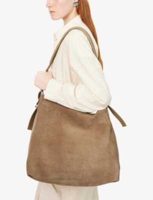 LEMAIRE: Belted Suede Hobo Bag