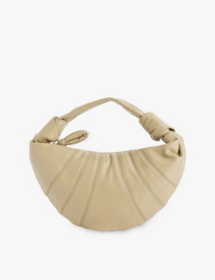 Lemaire Womens Fortune Mini Croissant Leather Cross-body Bag Dusty Khaki