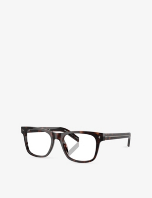 Prada Womens Brown Pra13v Pillow-frame Tortoiseshell Acetate Optical Glasses In Brown