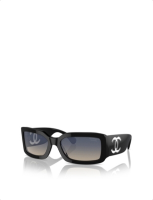 Pre-owned Chanel Womens Black Ch5526 Rectangle-frame Acetate Sunglasses