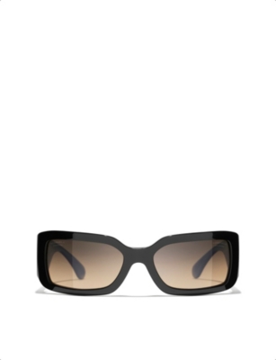 Pre-owned Chanel Womens Black Ch5526 Rectangle-frame Acetate Sunglasses