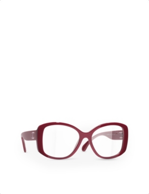 Pre-owned Chanel Womens Red Ch3476 Butterfly-frame Acetate And Nylon Optical Glasses
