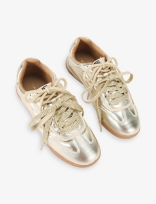 Kg Kurt Geiger Womens Gold Comb Levon Metallic Faux-leather Low-top Trainers Eur 37 / 4 Uk In Gold