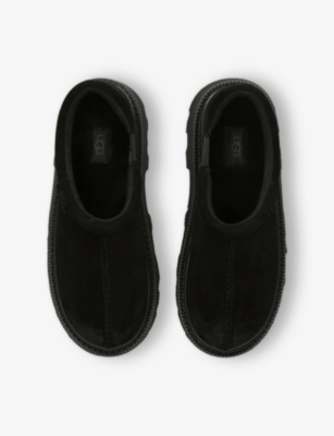Ugg Mens Tasman Lug Suede And Shearling Slippers Blac In Black