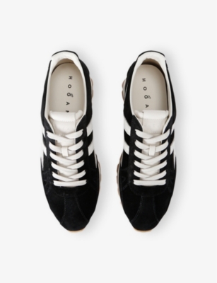 Hogan Suede H671 Allacciato Sneakers In Blk/white