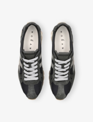 HOGAN: Allacciato H 671 Brand-Embroidered Suede Low-Top Trainers