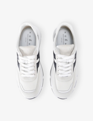 Hogan Men's Hyperlight Suede And Mesh Sneakers In White/blk